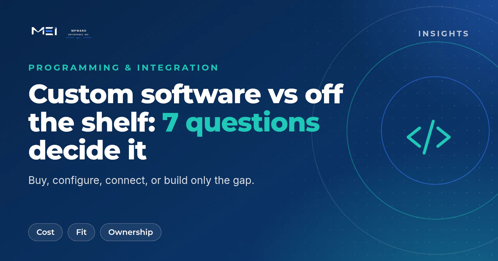 Custom software vs off the shelf: seven questions on fit, cost, change, integration, ownership and maintenance