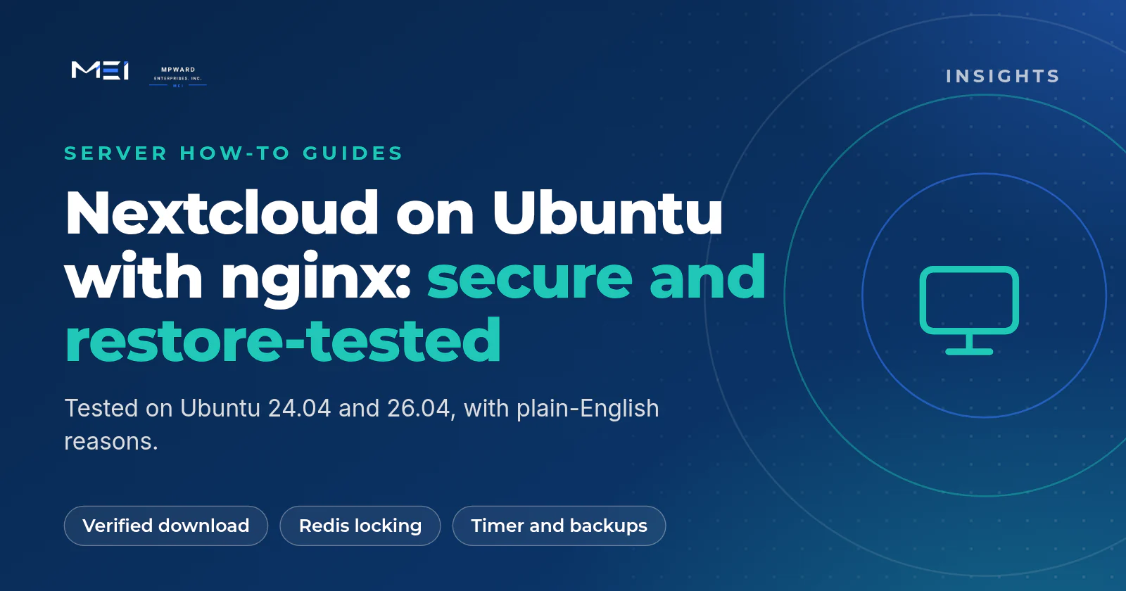 Nextcloud install Ubuntu Nginx guide for 24.04 and 26.04: a verified download, a data folder outside the web root, Redis file locking, a systemd cron timer and restore-tested backups