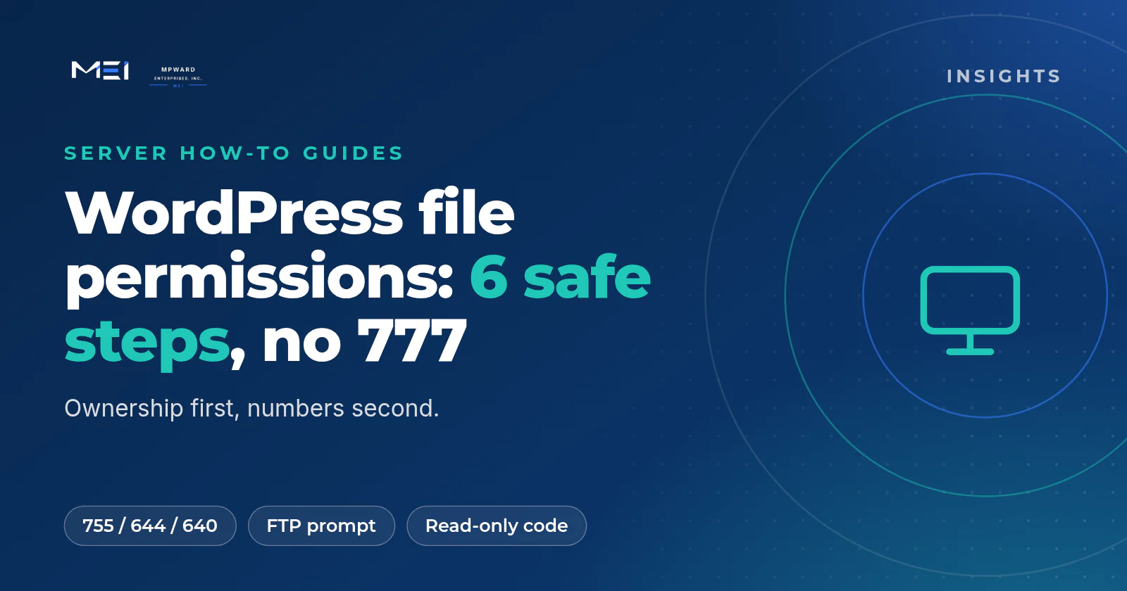 WordPress file permissions on Ubuntu 24.04: six tested steps covering safe modes, who owns the files, nginx access, the FTP prompt, DISALLOW_FILE_MODS and a read-only code layout